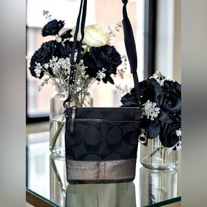 EUC Coach Black and Silver Charm Bag with 2 hang tags